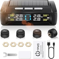 RV Trailer Tire Pressure Monitoring System,TPMS Sensors Set of 4,Solar Powered TPMS System w/4 Exter