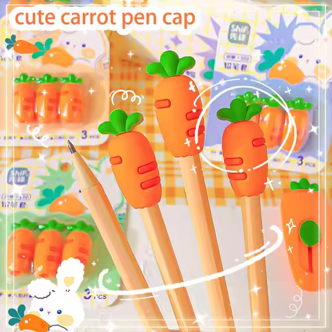 kawaii stationery items pencil stopper pencil toppers Pencil protector cap cute carrot Pencil cap pe