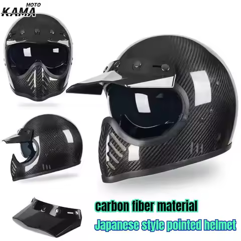 3K Carbon Fiber Retro Full-face Helmet Four Seasons Light Off-road Helmet Motorcycle for Honda CC110