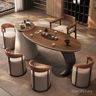 Household Table Tea Tea Tea Table Embedded Board Oval Middle Table Rock Balcony Office Antique Small