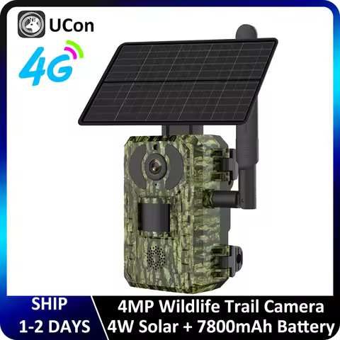 UCON APP EU Hunting Trail Camera 4G 4MP 4W 7800mAh Battery Solar Panel PIR Motion Activated Trigger