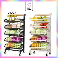 TDLV 5 Tier Kitchen Trolley Rack Narrow Storage Racks Spice Rack Sliding Cabinet Rak Dapur Adjustable Utility Cart