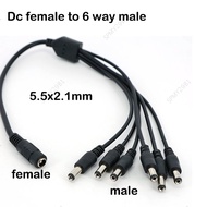 40cm Power Supply cable DC 1 Female to 6 Male Splitter Plug extension Cable 5.5*2.1mm 12V  MY29B1