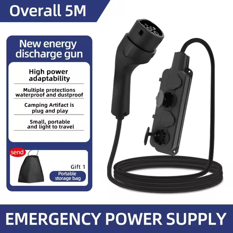 Portable 16A 4KW Electric Car EV Charger V2L Cable Side Discharge Plug IEC62196-2 Type2 with EU Sock
