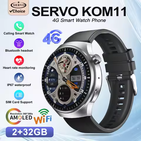 SERVO KOM11 4G Smart Watch Waterproof Built-in GPS 1.62" HD Display NFC Heart Rate Android Smartwatc