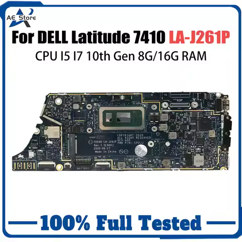 LA-J261P For DELL Latitude 7410 Laptop Motherboard CPU I5 I7 10th Gen 8G/16G RAM Mainboard CN-0GYV1X