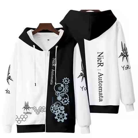 New NieR:Automata Hoodie Game Yorha 2B Coat Jacket Autumn Winter Men Zipper NieR Automata Sweatshirt