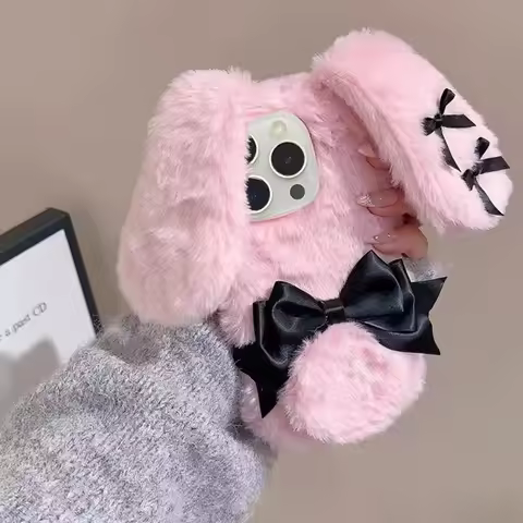 Elegant Bow Plush Rabbit Phone Case For Huawei Y9A Y9S Y8S Y8P Y7A Y7P Y6P Y5P Y9 Prime Y7 Y6 Pro Y5