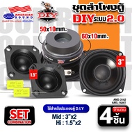 ชุดลำโพง Diy ระบบ 2.0 มิดเบส 3 นิ้ว ลำโพงมิดเบส ลำโพงเสียงกลาง3 นิ้ว American Sound AMS-3162 (1คู่)