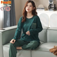 ATUENDO Fashion Solid Green Pajama Sets for Women Atoff Home Leisure Satin Silk Sleepwear 100% Cotto