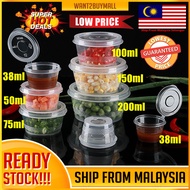 1oz-4oz 25ml-100ml 1pcs Round Disposable Plastic Food Chili Deli Container Hinged Lid Sauce Cup Beka