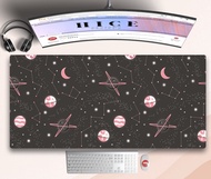 Cute Pink Zodiac Constellations Background Desk Mat, Desk Mat Extra LArge, Extended Desk Mat Cute, Cute Wrist Rest, Keyboard Wrist Rest Pad