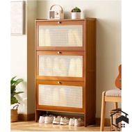 Wood/Brown W24cm Flip Shoe Rack Multi-Layer Shoe Cabinet Entry Door Large Capacity Stoeage Rack