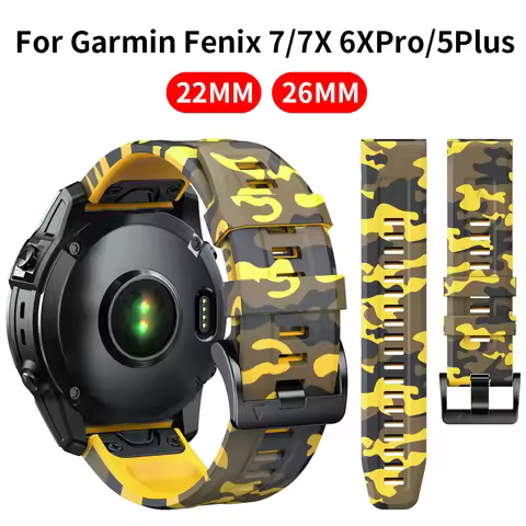 Sports Silicone Camouflage Strap For Garmin Fenix 7 7X Pro Solar Band For Epix Pro (Gen 2) 47mm 51mm