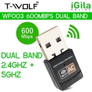 T-WOLF WF003/WF001 600Mbps Dual Band Wireless Lan Mini USB PC WiFi Adapter. LIKE WN725N WN727N WN821
