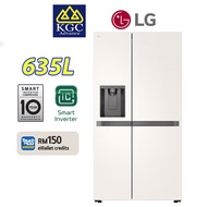 LG 635L Side by Side Fridge in Beige White Inverter Refrigerator GC-L257KQKW