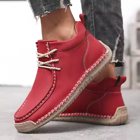 Vintage Work Boots Suede Brown Thick-soled Military Boots Vintage Style Men's Ankle Boots Women's Mo