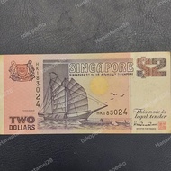 Uang Negara Singapore Singapura 2 Dollar series Kapal Kondisi AXF utuh