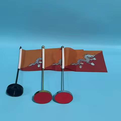 （SKY FLAG)Office Desk small Flag Of Bhutan flag 14x21cm polyester BT Bhutan National Flag Country Ba