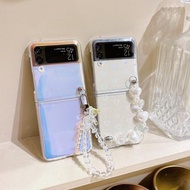 8729韓風純色幻彩心心熊熊手鏈帶三星SAMSUNG Galaxy Z Flip3 電話手機殼