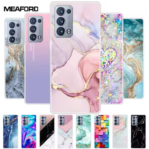 For OPPO Reno 6 Pro Plus 5G Case Reno6 Clear Marble Soft TPU Silicone Back Cover For OPPO Reno6 5G P