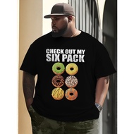 Men'S Funny Donut Graphic T-Shirt - "Check Out My Six-Pack" Slogan with 6-Donut Design - Black Casua