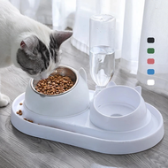 Pet Food Water Bowls with Detachable Automatic Water Dispenser Glass Feeder Bowl No-Spill Cat Dog Food Water Bowls Accessories