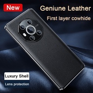 Luxury Real Cow Geniune Leather Phone Case For Mate 30 40 pro Corium Case For P50 Nova8 9 Honor 50 60 Cover Bumper