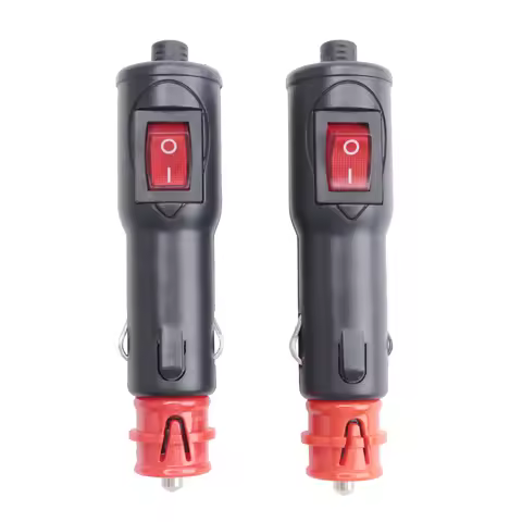 A23K-2 PCS Power Adapter Connector 12V Car Plug with Fuse and Switch 20mm Cig / 12mm DIN for Euro Ve