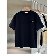 ALO Round Neck Short Sleeve T-shirt for Men and Women Absorbent Summer Style Cotton T Shirt
