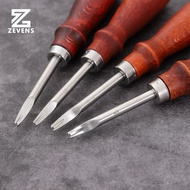Leather Edge Cutter Leather Edge Chamfering Circular Cutting Tool Solid Wood Handle Stainless Steel 