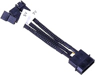 Phobya Adaptor Cable, 4-Pin Molex to 3-Pin 5V/7V/12V (3X Sockets), 10cm, Sleeved, Black