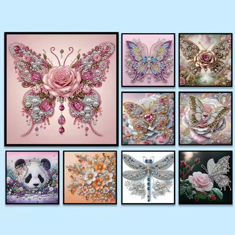 DIY Art Craft Pearl Diamond Painting with Frame 9.84x9.84in DIY Pearl Art Painting Set for Adults & 