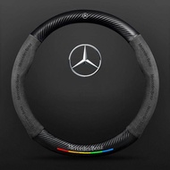 3D Carbon fiber leather steering wheel cover for Mercedes Benz W203 W210 W211 W124 W202 W204 AMG E30