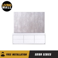 Living Mall Shiro Series TV Console Cabinet with Drawers White Colour Glass Top in 8 Styles