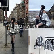 AVES.BRAND HALSEY SET Knitted Shirt With Plaid Skirt