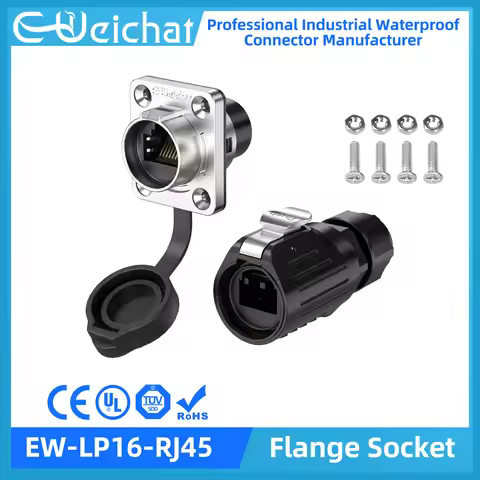 M16 Waterproof RJ45 Signal Panel Connector LP16 8P8C IP67 RJ45 Adapter Plug and Socket for Internet 