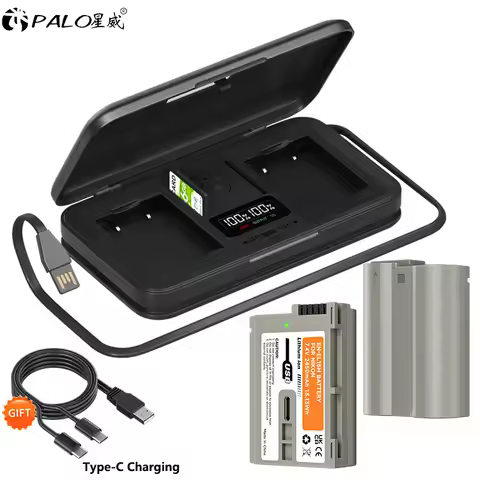 EN-EL15C EL15C EN EL15 Battery with 5V 2A Type-C input+LCD Charger for Nikon D750 D800 D850P D7000 D