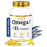 SIGNIFY NATURE Minyak Ikan Omega-3 + D3 1000mg / Vitamin D3 5000IU 90 Kapsul Lembut |   Kapsul Omega