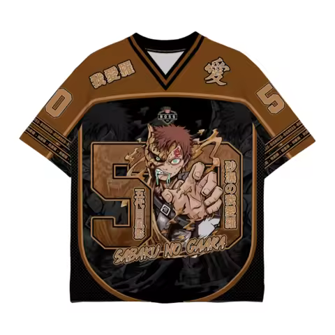 Naruto Sabaku No Gaara Anime Print Football Jersey Family Summer Adults Kids Athleisure T-Shirt