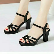 HShop middle-aged women's sandals with elegant 4-strap high heels, 3 centimeters, 5 centimeters, 7 c