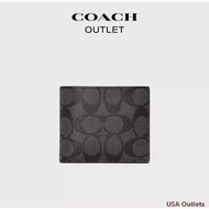 100% Authentic COACH Men's Short Wallet Cardholder Coin Wallet Leather Wallet Exported from the United States