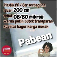 Pabean Plastic PE cast mattress 200cm wide, 80 micron thick, sold by the meter, transparent white, P