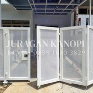 Pagar besi plat bolong / pagar lipat plat perforated surabaya