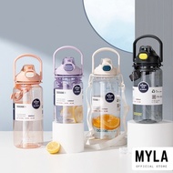 1500ml 2000ml Dodge Tritan Water Drinking Bottle 2L With Straw With Handle Sport Plastic BPA Free Mu
