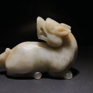 白玉 回首螭龍 把件 241.2克 瑞獸 吉祥獸 古玉 老玉 貔貅 圓雕