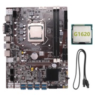 (DQKN) B75 BTC Mining Motherboard+G1620 CPU+SATA Cable LGA1155 8XPCIE USB Adapter DDR3 MSATA B75 USB BTC Miner Motherboard