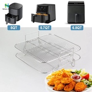 Stainless Steel Air Fryer Pot Double Layer Rack Roasting Rack AirFryers Holder Versatile Square Roas