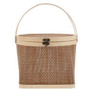 1pc Portable Moon Cake Storage Basket Box Handwoven Bamboo Basket