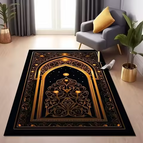 Islamic Muslim Qibla Carpet Living Room Bedroom Lounge Bedside Floor Mat Home Decoration Water-Absor